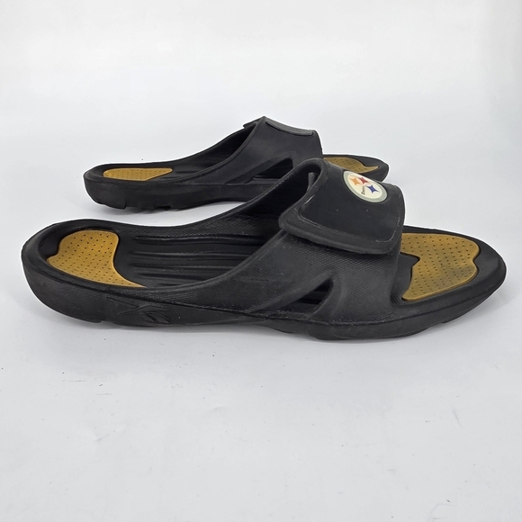 Pittsburgh Steelers Slides M 13 W 14 Shoes Black Gold Adjustable Logo main image 5